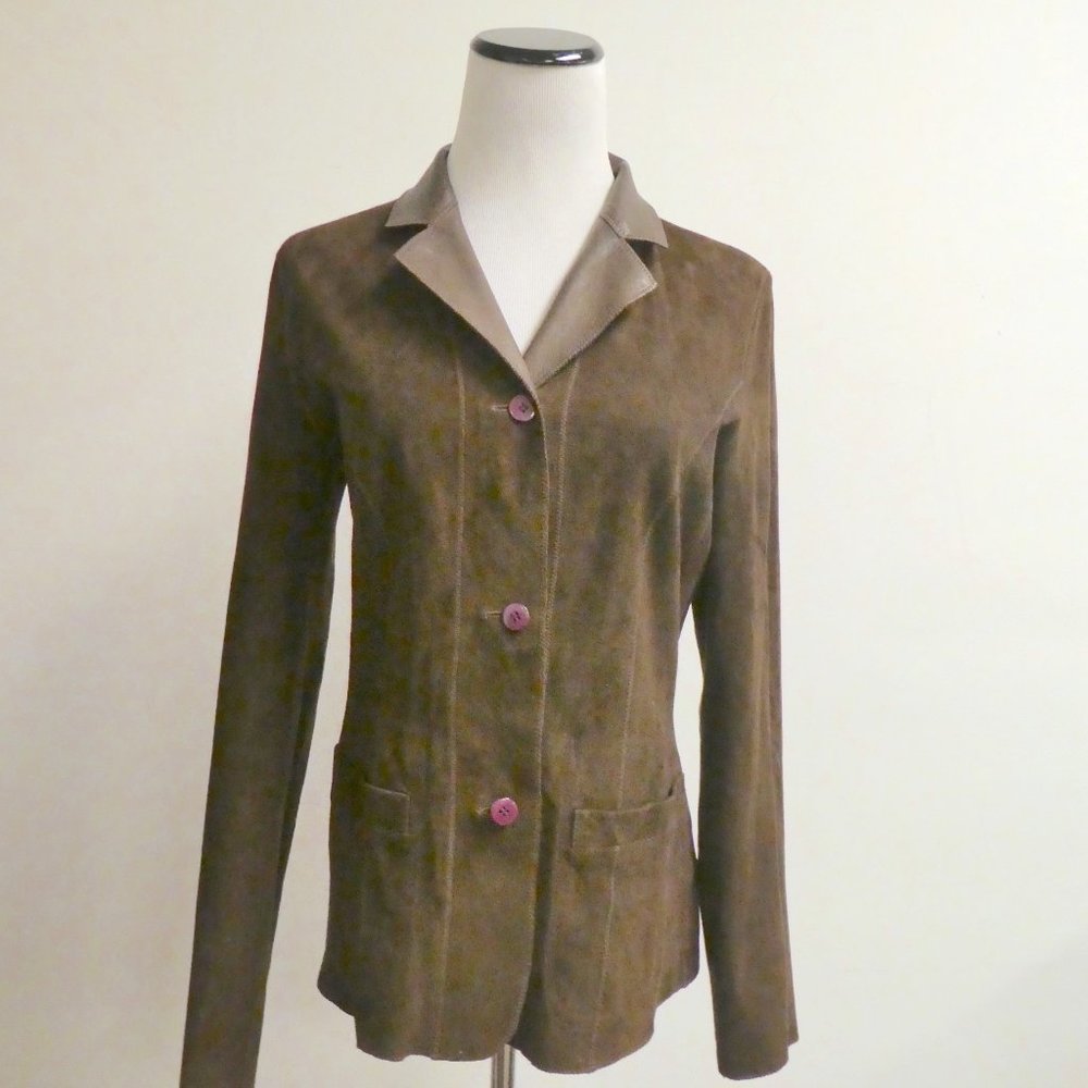ANNA PIAZZA PITTI reversible leather shirt jacket blazer S i42